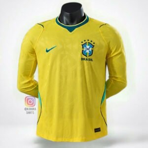 Brazil Home W-C 26 Player Version Long Sleeves Jersey